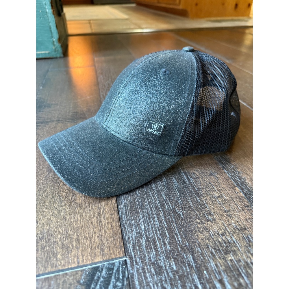 Ariat Glitter Ponytail Trucker Hat OSFM Black Excellent Western Sparkle Cap